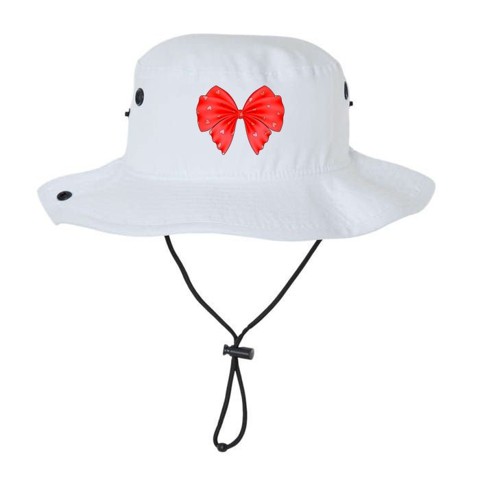 Cute Valentine Heart Print Red Ribbon Bow Bucket Hat