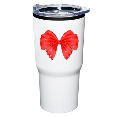 Cute Valentine Heart Print Red Ribbon Bow Tumbler