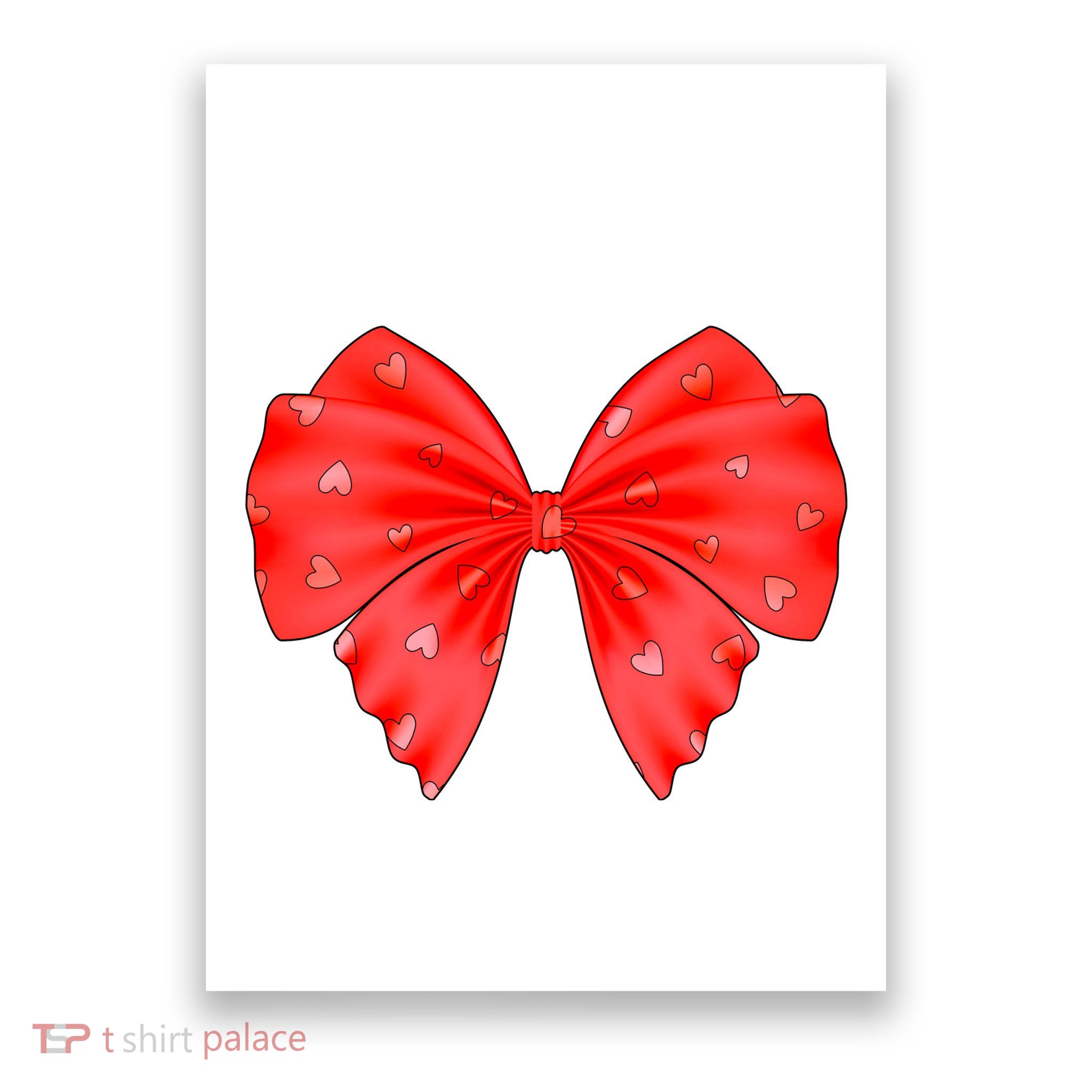 Cute Valentine Heart Print Red Ribbon Bow Poster