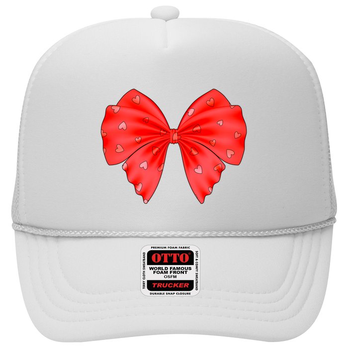 Cute Valentine Heart Print Red Ribbon Bow Hat