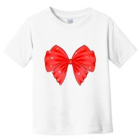 Cute Valentine Heart Print Red Ribbon Bow Toddler T-Shirt