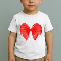 Cute Valentine Heart Print Red Ribbon Bow Toddler T-Shirt