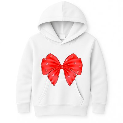 Cute Valentine Heart Print Red Ribbon Bow Kids Hoodie