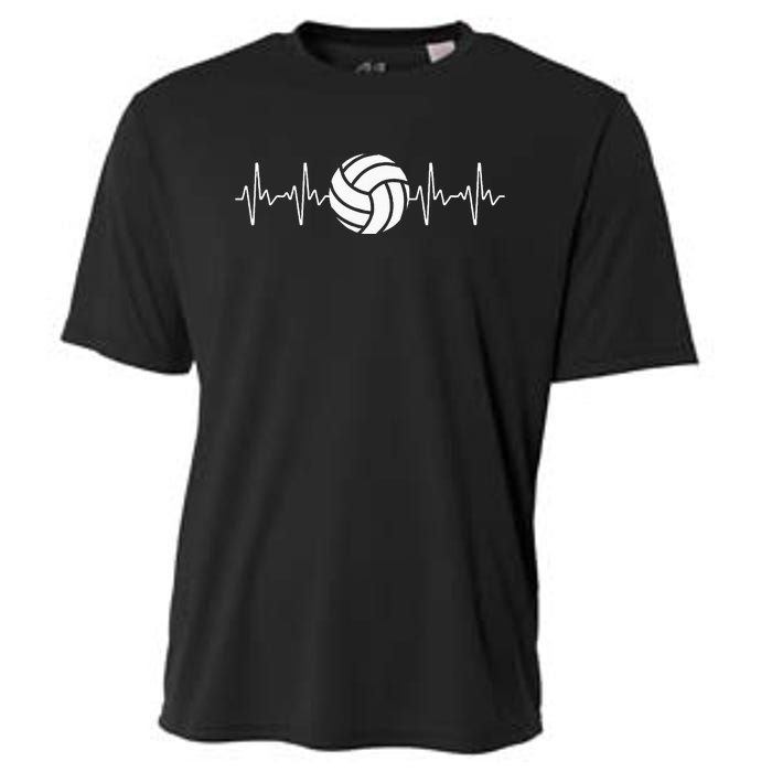 Cool Volleyball Heartbeat Design Volleyball Coach Cooling Performance Crew T-Shirt