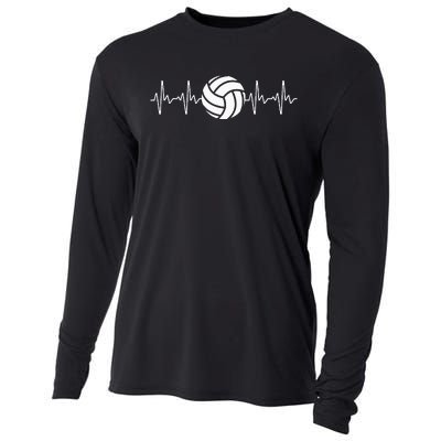 Cool Volleyball Heartbeat Design Volleyball Coach Cooling Performance Long Sleeve Crew