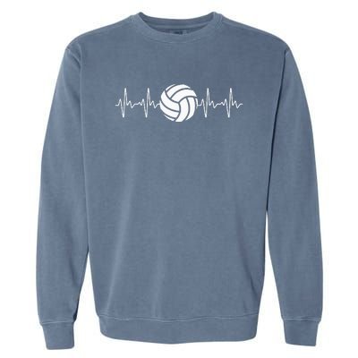 Cool Volleyball Heartbeat Design Volleyball Coach Garment-Dyed Sweatshirt