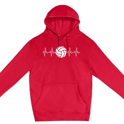 Cool Volleyball Heartbeat Design Volleyball Coach Premium Pullover Hoodie