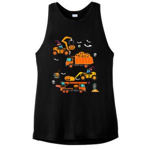 Construction Vehicle Halloween Crane Truck Pumpkin Ladies PosiCharge Tri-Blend Wicking Tank