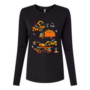 Construction Vehicle Halloween Crane Truck Pumpkin Womens Cotton Relaxed Long Sleeve T-Shirt