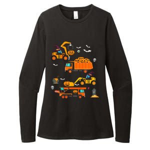 Construction Vehicle Halloween Crane Truck Pumpkin Womens CVC Long Sleeve Shirt