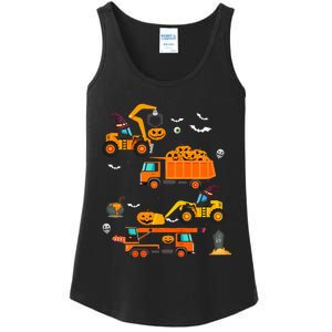 Construction Vehicle Halloween Crane Truck Pumpkin Ladies Essential Tank