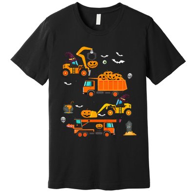 Construction Vehicle Halloween Crane Truck Pumpkin Premium T-Shirt