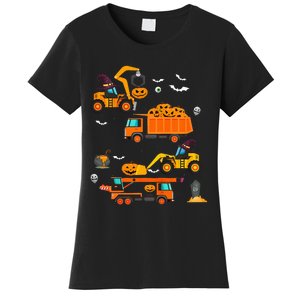 Construction Vehicle Halloween Crane Truck Pumpkin Women's T-Shirt