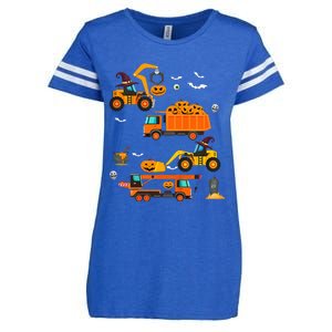 Construction Vehicle Halloween Crane Truck Pumpkin Enza Ladies Jersey Football T-Shirt