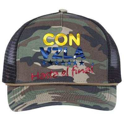 Con Venezuela Hasta El Final Maria Corina Machado Edmundo Retro Rope Trucker Hat Cap