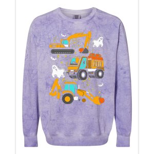 Construction Vehicle Halloween Crane Truck Pumpkin Colorblast Crewneck Sweatshirt