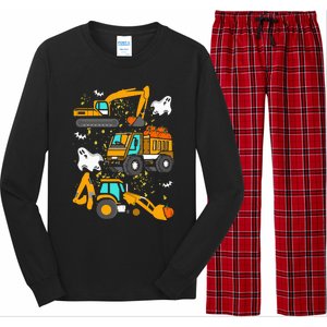 Construction Vehicle Halloween Crane Truck Pumpkin Long Sleeve Pajama Set