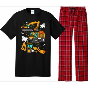 Construction Vehicle Halloween Crane Truck Pumpkin Pajama Set