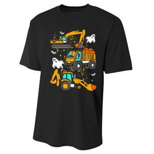 Construction Vehicle Halloween Crane Truck Pumpkin Performance Sprint T-Shirt