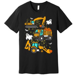 Construction Vehicle Halloween Crane Truck Pumpkin Premium T-Shirt