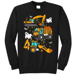 Construction Vehicle Halloween Crane Truck Pumpkin Tall Sweatshirt