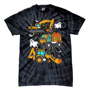 Construction Vehicle Halloween Crane Truck Pumpkin Tie-Dye T-Shirt