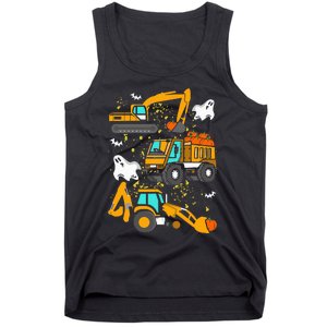 Construction Vehicle Halloween Crane Truck Pumpkin Tank Top