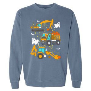 Construction Vehicle Halloween Crane Truck Pumpkin Garment-Dyed Sweatshirt