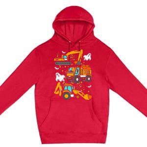 Construction Vehicle Halloween Crane Truck Pumpkin Premium Pullover Hoodie