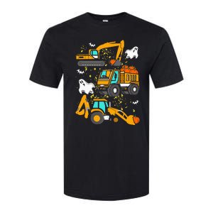 Construction Vehicle Halloween Crane Truck Pumpkin Softstyle CVC T-Shirt