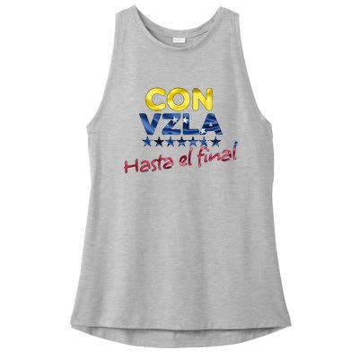 Con Venezuela Hasta El Final Maria Corina Machado Edmundo Ladies PosiCharge Tri-Blend Wicking Tank