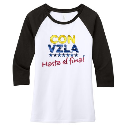 Con Venezuela Hasta El Final Maria Corina Machado Edmundo Women's Tri-Blend 3/4-Sleeve Raglan Shirt