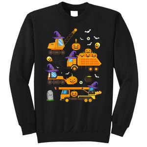 Construction Vehicle Halloween Crane Truck Pumpkin Witch Sweatshirt