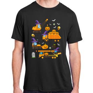 Construction Vehicle Halloween Crane Truck Pumpkin Witch Adult ChromaSoft Performance T-Shirt