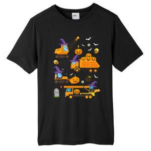 Construction Vehicle Halloween Crane Truck Pumpkin Witch Tall Fusion ChromaSoft Performance T-Shirt