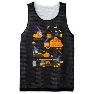 Construction Vehicle Halloween Crane Truck Pumpkin Witch Mesh Reversible Basketball Jersey Tank