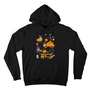 Construction Vehicle Halloween Crane Truck Pumpkin Witch Tall Hoodie