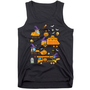 Construction Vehicle Halloween Crane Truck Pumpkin Witch Tank Top