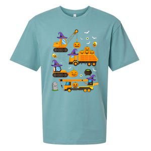 Construction Vehicle Halloween Crane Truck Pumpkin Witch Sueded Cloud Jersey T-Shirt