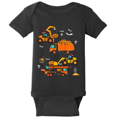 Construction Vehicle Halloween Crane Truck Pumpkin Baby Bodysuit