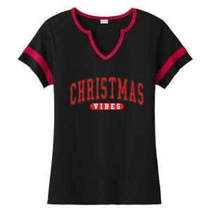 Christmas Vibes Holiday Xmas Winter Season Merry Christmas Gift Ladies Halftime Notch Neck Tee