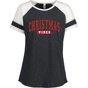 Christmas Vibes Holiday Xmas Winter Season Merry Christmas Gift Enza Ladies Jersey Colorblock Tee