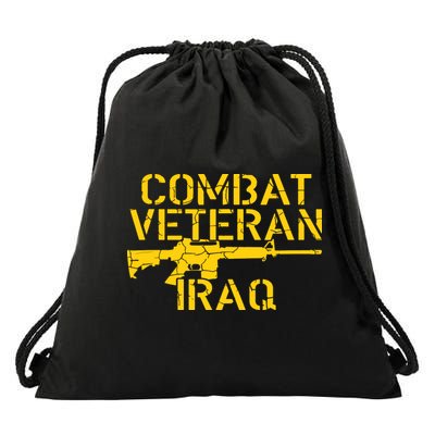 Combat Veteran Iraq For Proud American Vets Drawstring Bag