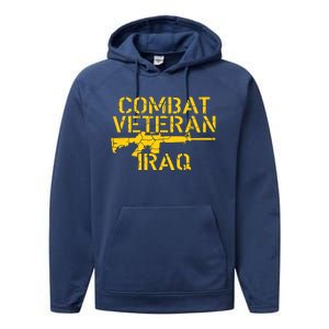 Combat Veteran Iraq For Proud American Vets Performance Fleece Hoodie