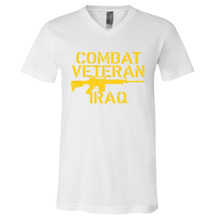 Combat Veteran Iraq For Proud American Vets V-Neck T-Shirt