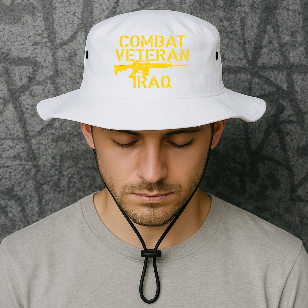 Combat Veteran Iraq For Proud American Vets Bucket Hat