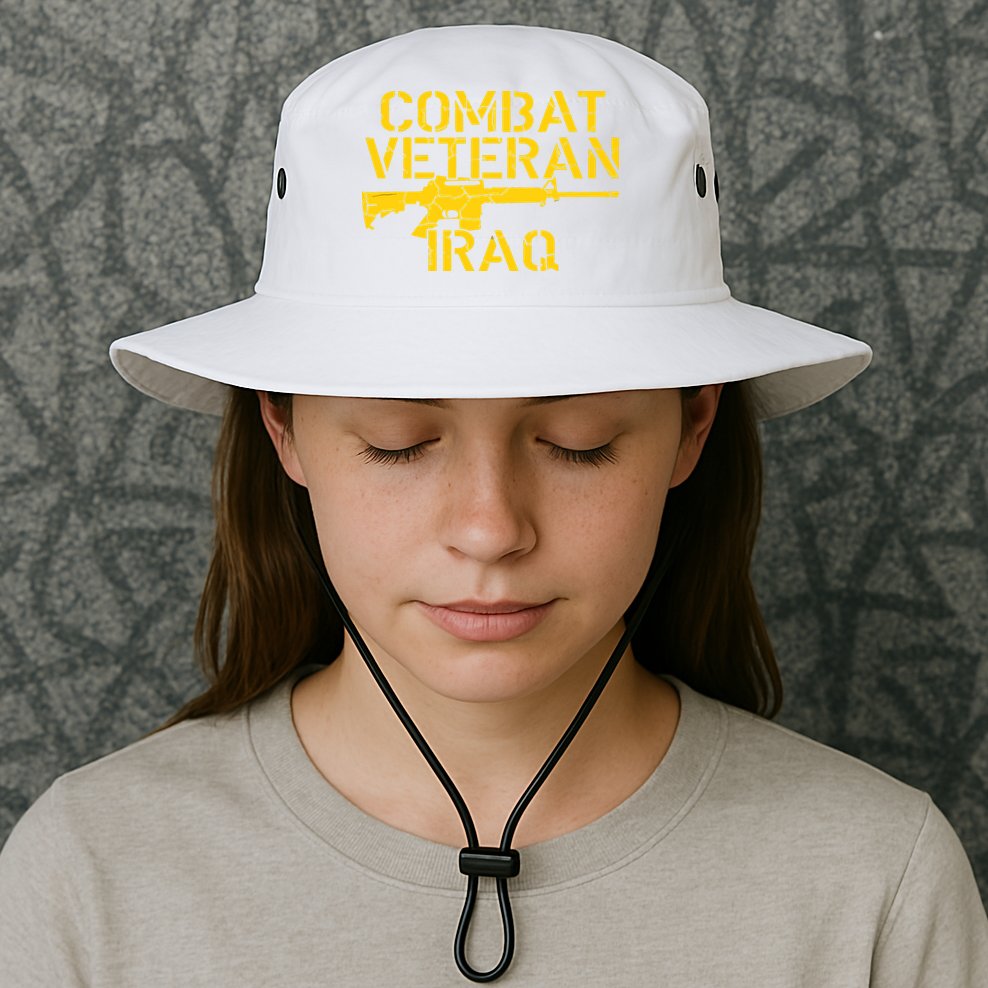 Combat Veteran Iraq For Proud American Vets Bucket Hat