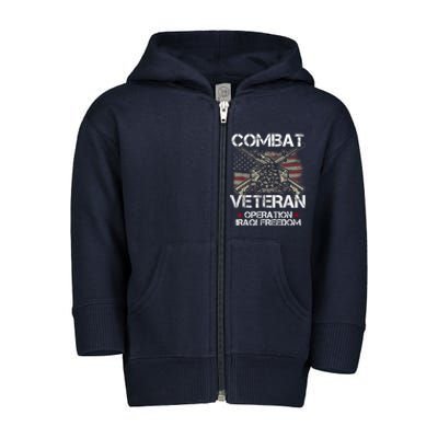 Combat Veteran Iraqi Freedom Military Usa American Flag Gift Toddler Zip Fleece Hoodie