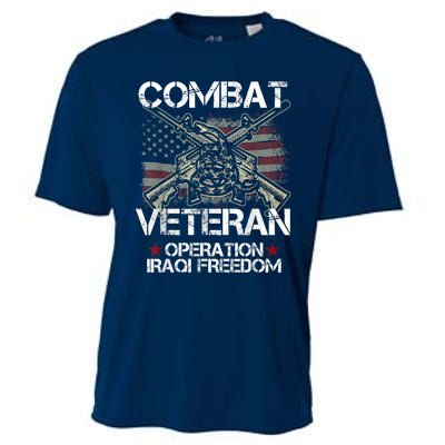 Combat Veteran Iraqi Freedom Military Usa American Flag Gift Cooling Performance Crew T-Shirt