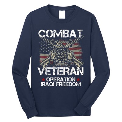 Combat Veteran Iraqi Freedom Military Usa American Flag Gift Long Sleeve Shirt